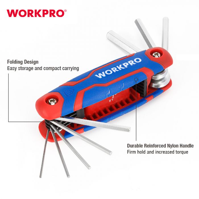 Ключи 6-гранные складные 8шт WORKPRO, WP222019