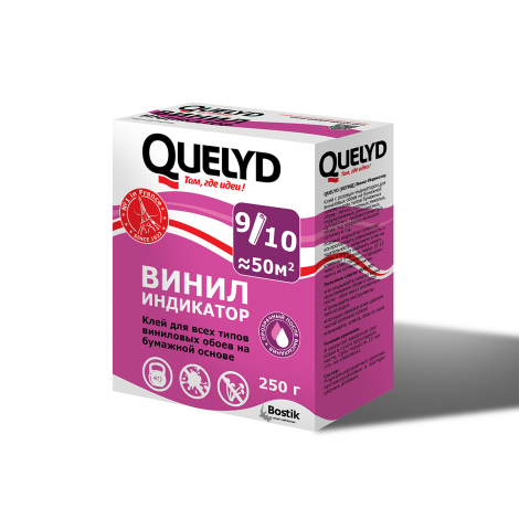 Клей обойный "ВИНИЛ-ИНДИКАТОР" 250 гр, QUELYD
