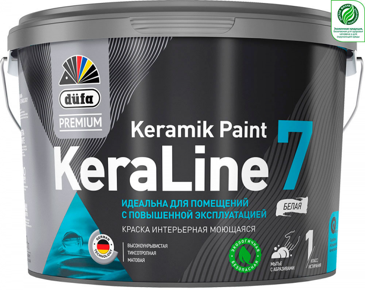 Интерьерная краска KeraLine 7 моющаяся матовая, база 3, Dufa Premium
