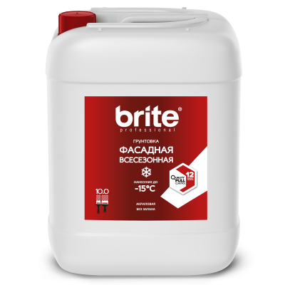 Грунтовка BRITE PROFESSIONAL фасадная всесезонная, канистра 10 л