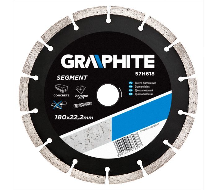 Диск алмазный, сегментный 180х22.2мм, GRAPHITE