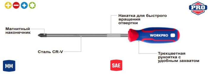 Отвертка Torx CR-V T27x100мм WORKPRO