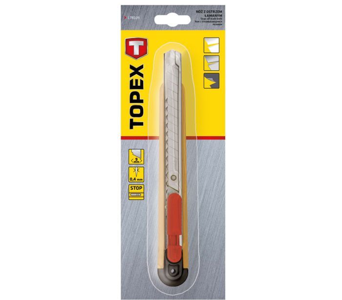 Нож с отламывающимся лезвием 9мм TOPEX