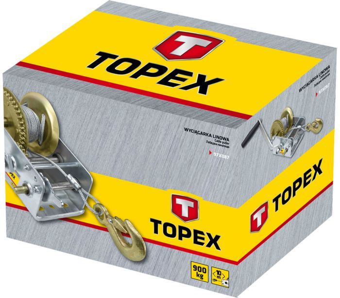 Лебедка канатная с храповым тормозом 0.9 т, канат 10 м TOPEX