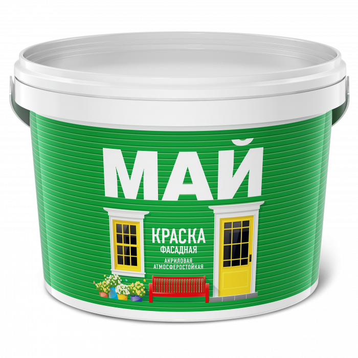 Краска МАЙ фасадная белая, ведро 2,5 кг