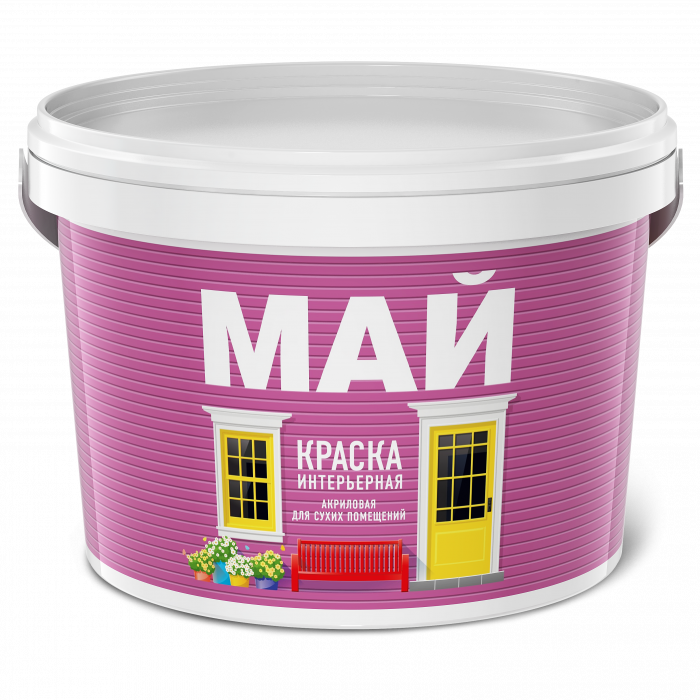 Краска МАЙ интерьерная белая, ведро 6 кг