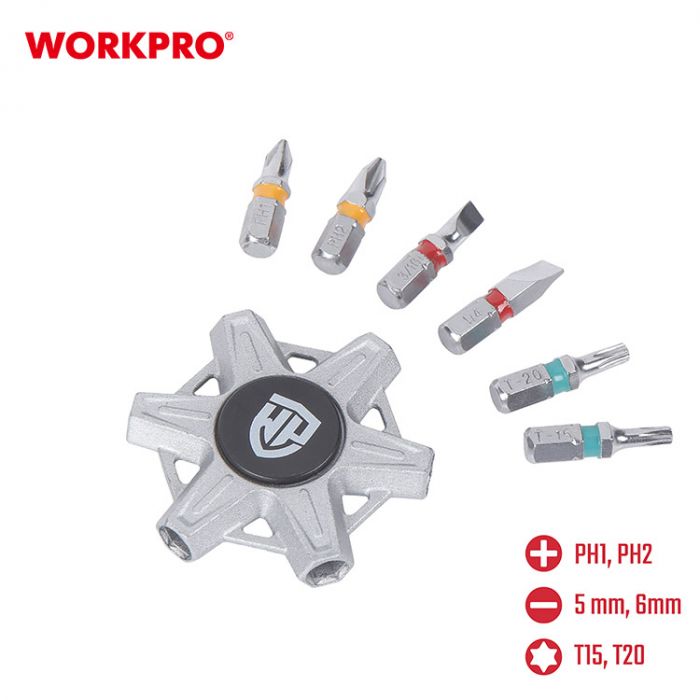 Отвертка спинер 6-В-1 WORKPRO
