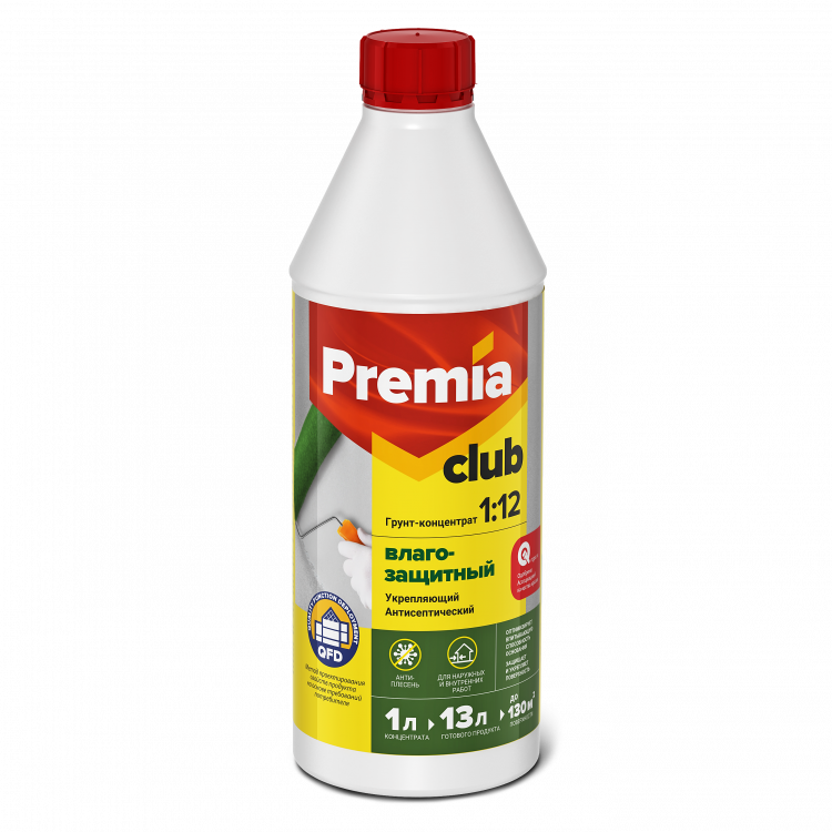 Грунт-концентрат PREMIA CLUB 1:12 влагозащитный, бутылка 1 л