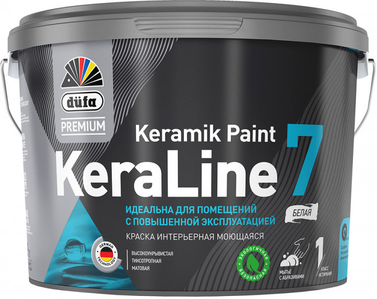 Интерьерная краска KeraLine 7 моющаяся матовая, база 1, Dufa Premium