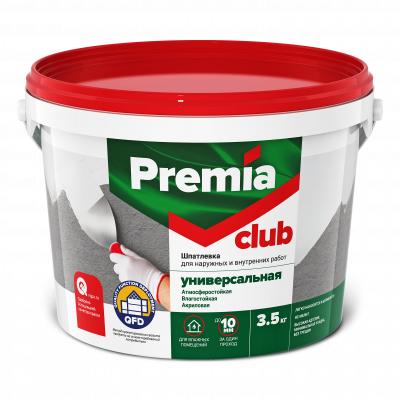 Шпатлевка PREMIA CLUB латексная для внутренних работ, ведро 17 кг