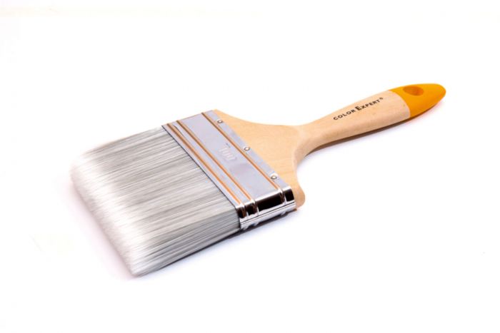 Кисть флейцевая 100х16 мм искусственная щетина, деревянная ручка, Color Expert