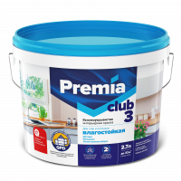Краска PREMIA CLUB 3 для стен и потолков влагостойкая база С, ведро 2,7 л