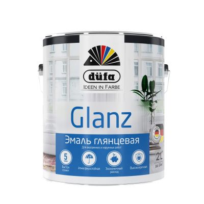 Эмаль алкидная GLANZ глянцевая белая 2,5л DUFA