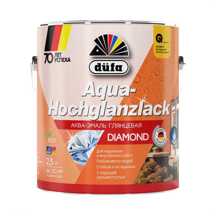 Эмаль акриловая AQUA-HOCHGLANZLACK белая 2,5л DUFA