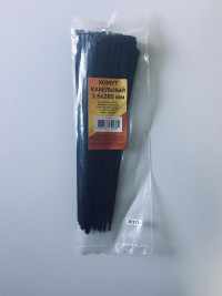 Хомут пластиковый черный 100 шт 3,6х280 мм (нейлон)