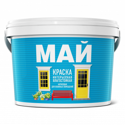 Краска МАЙ интерьерная влагостойкая белая, ведро 2,5 кг