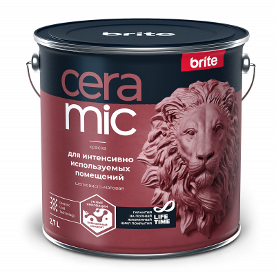 Краска BRITE CERAMIC для интенсивно используемых помещений база А, банка 0,9 л