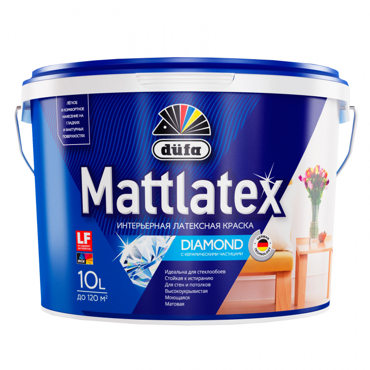 Краска Dufa Mattlatex Белая Матовая латексная моющаяся 10 л