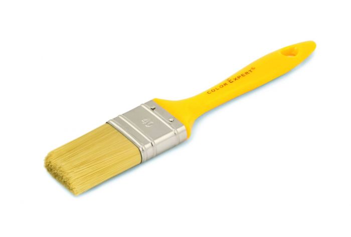 Кисть плоская 40 мм синтетическая щетина пластиковая ручка, Color Expert